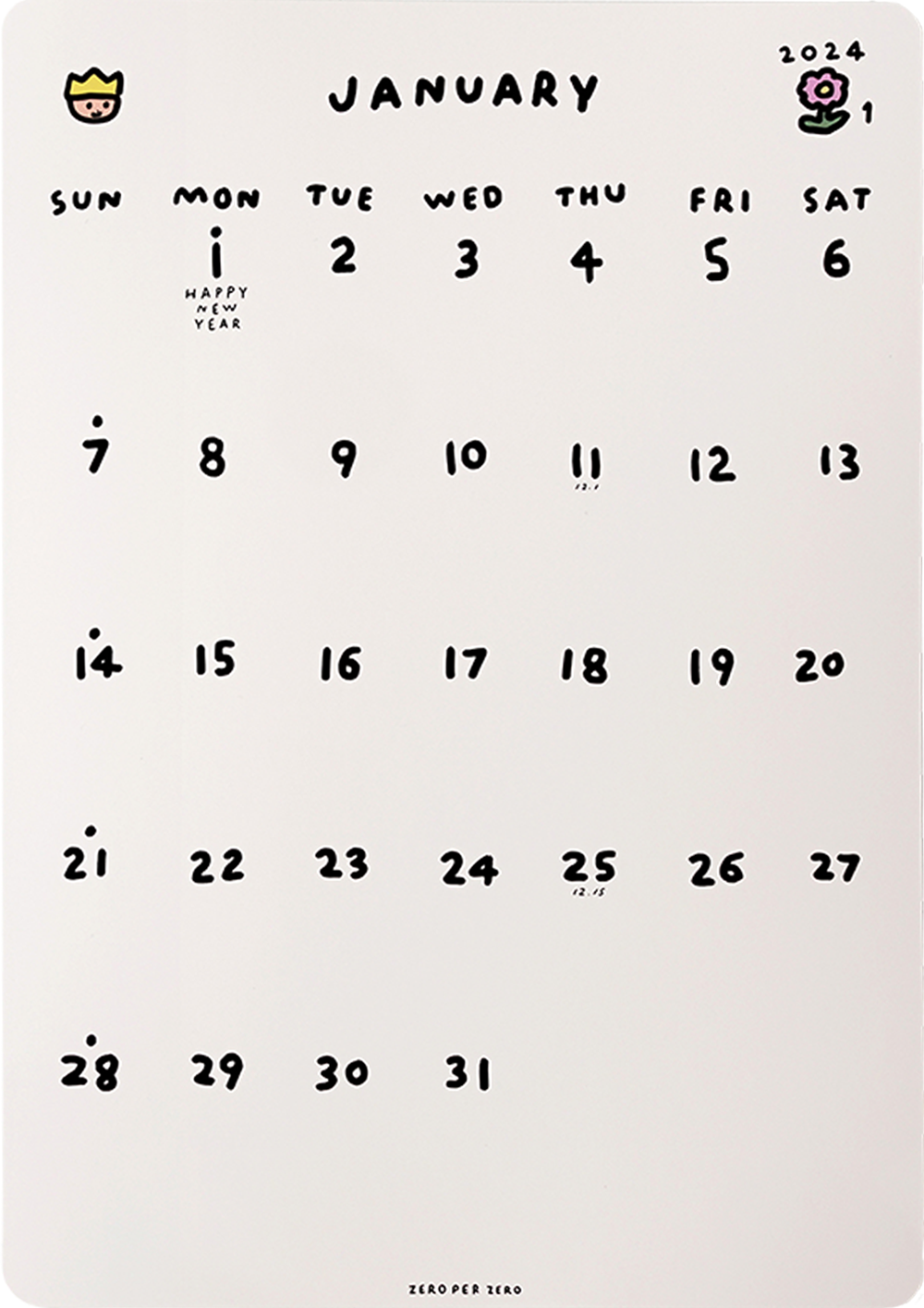 Whiteboard Calendar 2024 · 제로퍼제로